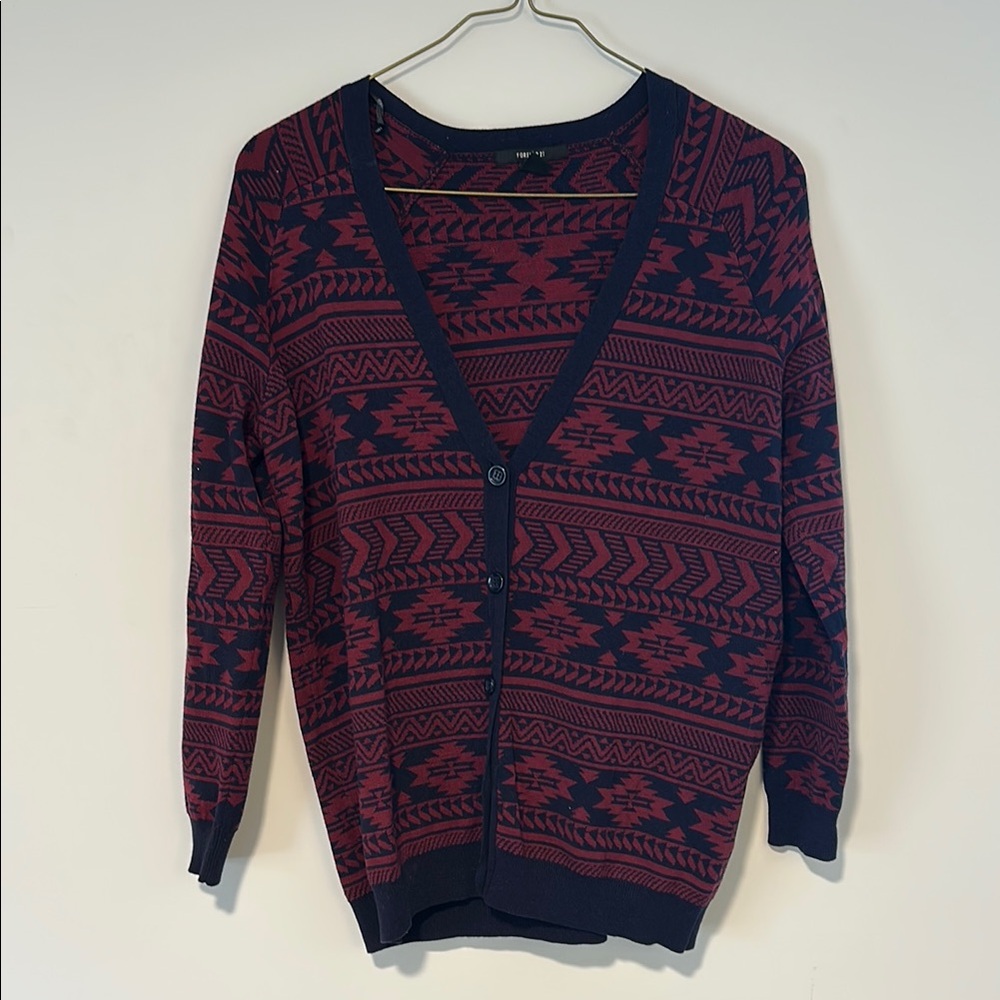 Forever 21 Red and Black Cardigan Sweater